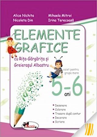 Elemente grafice cu Rița - Gărgărița și Greierașul Albastru, 5-6 ani