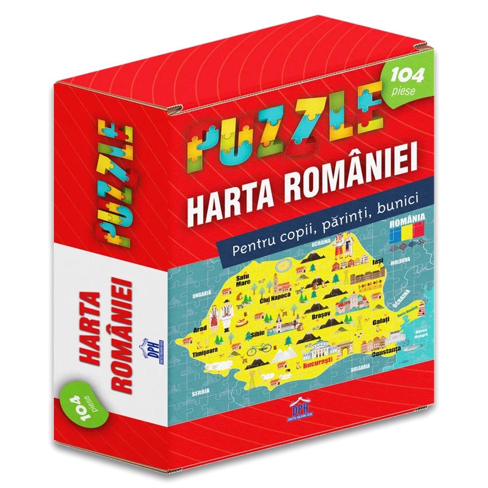 Harta României. Puzzle. 104 piese